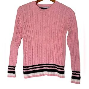 Tommy Hilfiger Women’s Pink Cable Cowl Neck Sweater Pullover- Small Petite